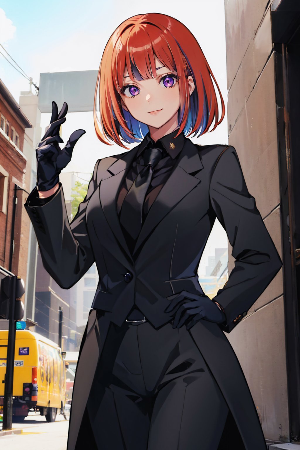 00018-1422385529-(masterpiece, best quality_1.2), cowboy shot, solo, 1girl, smile, looking at viewer, multicolored hair, purple eyes, allblacksui.jpg